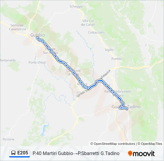 E205 Bus Line Map