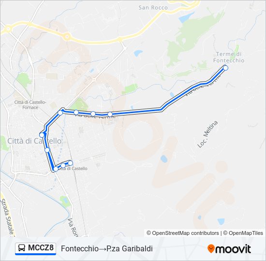 Percorso linea bus MCCZ8