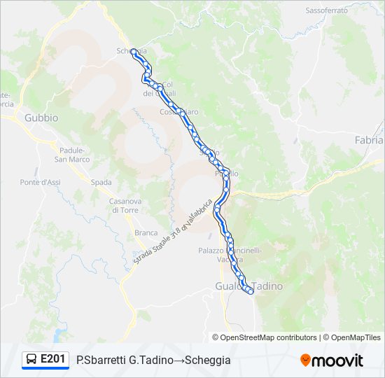 E201 bus Line Map