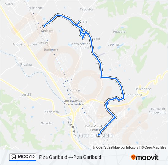 Percorso linea bus MCCZD