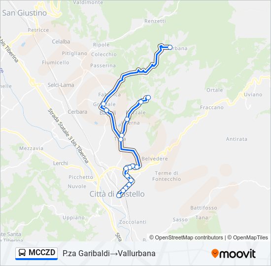 Percorso linea bus MCCZD