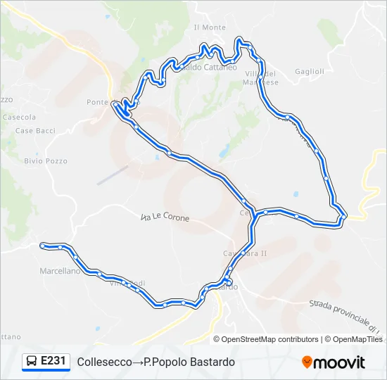 E231 Bus Line Map