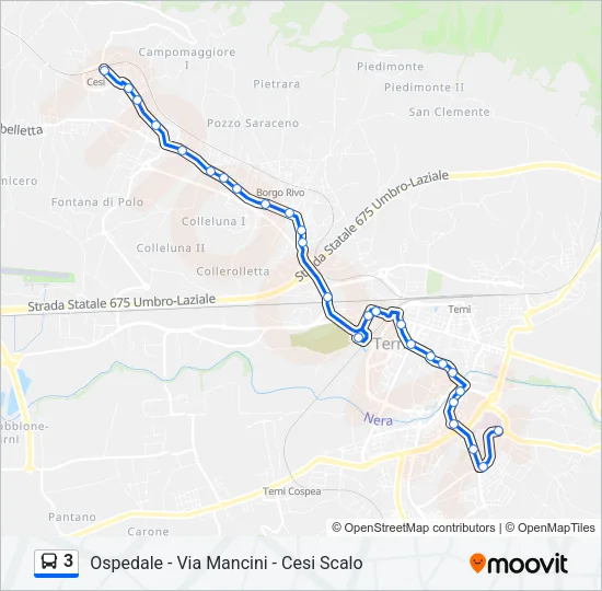 Percorso linea bus 3