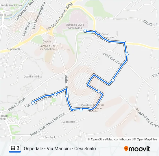3 Bus Line Map