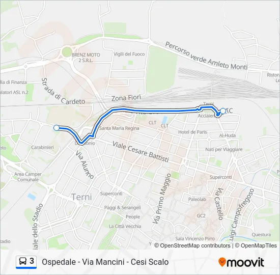3 Bus Line Map