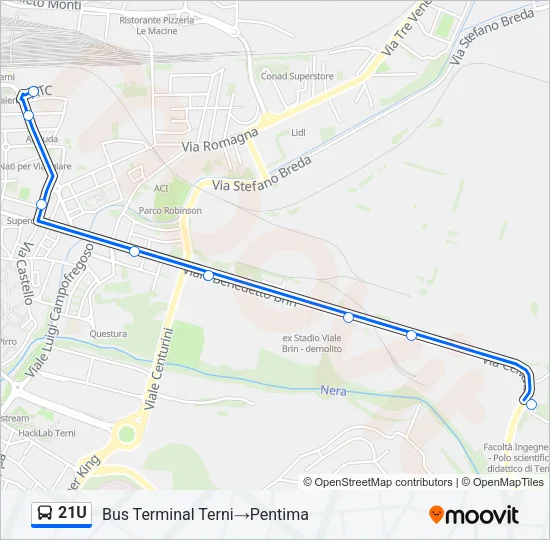 21U Bus Line Map