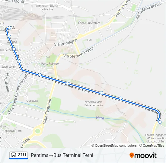 21U Bus Line Map