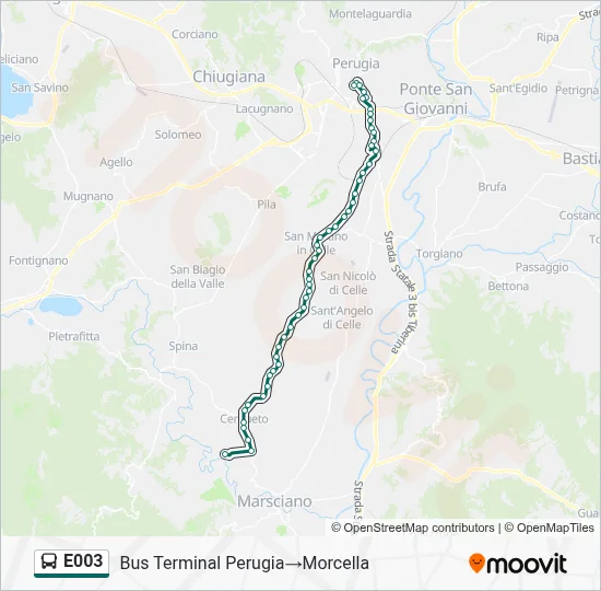 Percorso linea bus E003