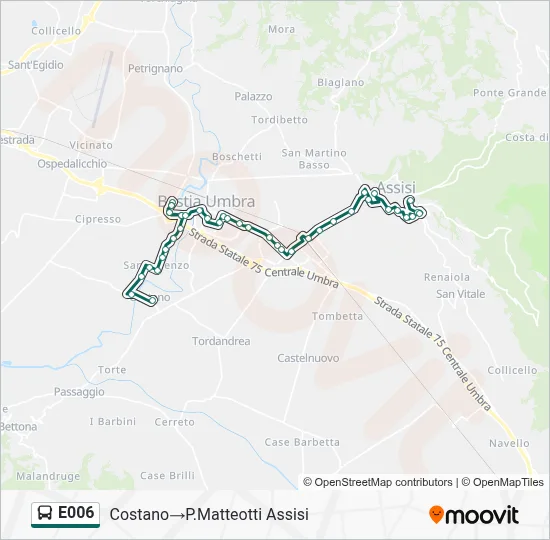 Percorso linea bus E006