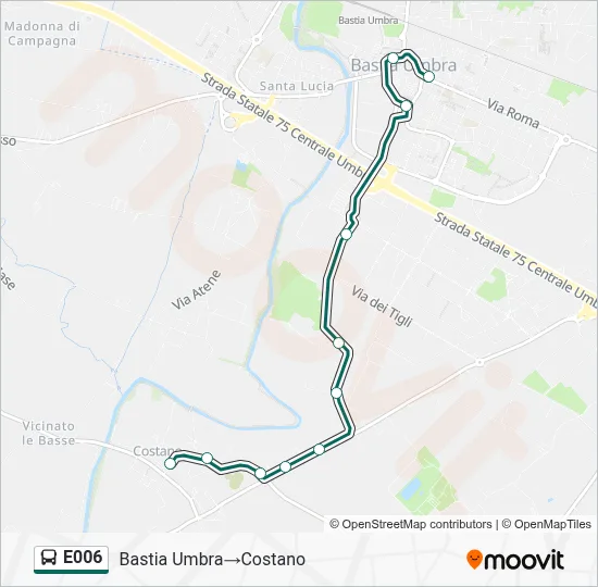 Percorso linea bus E006