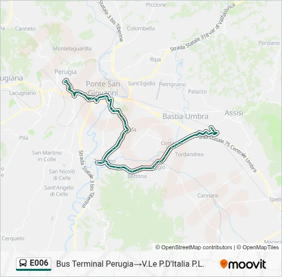 Percorso linea bus E006