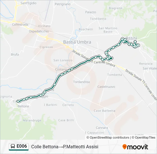 Percorso linea bus E006