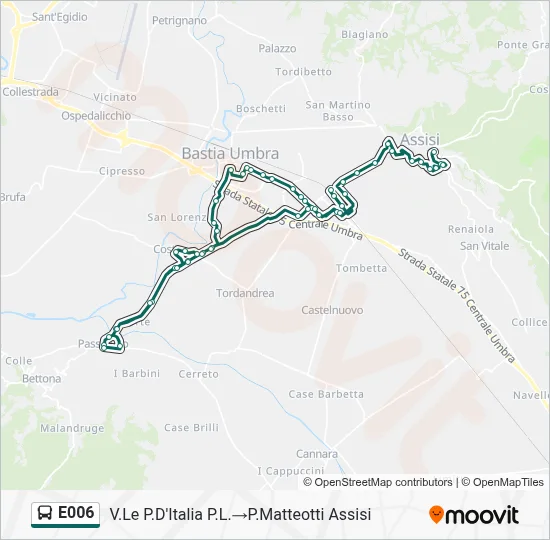 Percorso linea bus E006