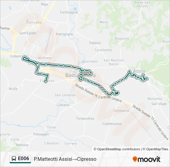 Percorso linea bus E006