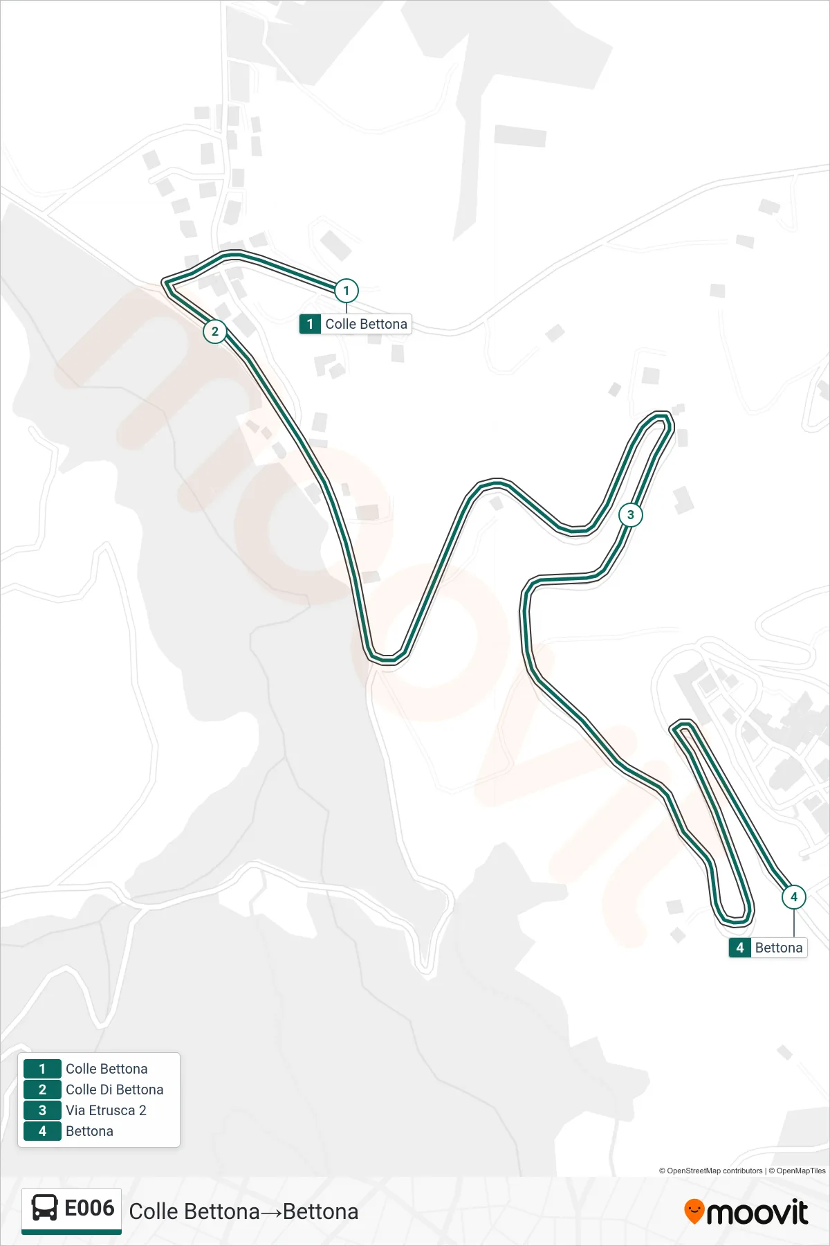 Linea E006 bus (Colle Bettona→Bettona) - Percorsi e fermate sulla mappa