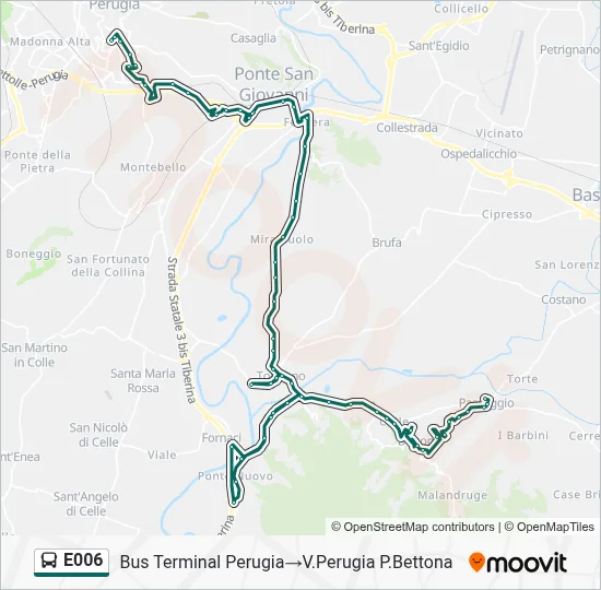 Percorso linea bus E006