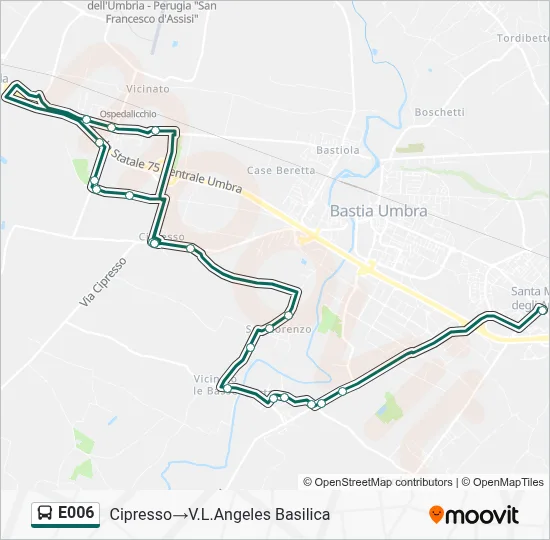Percorso linea bus E006