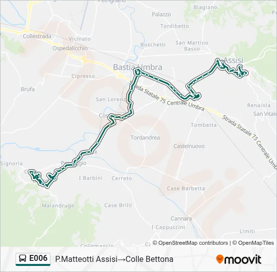 Percorso linea bus E006