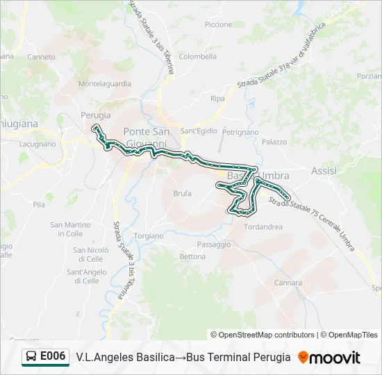 Percorso linea bus E006