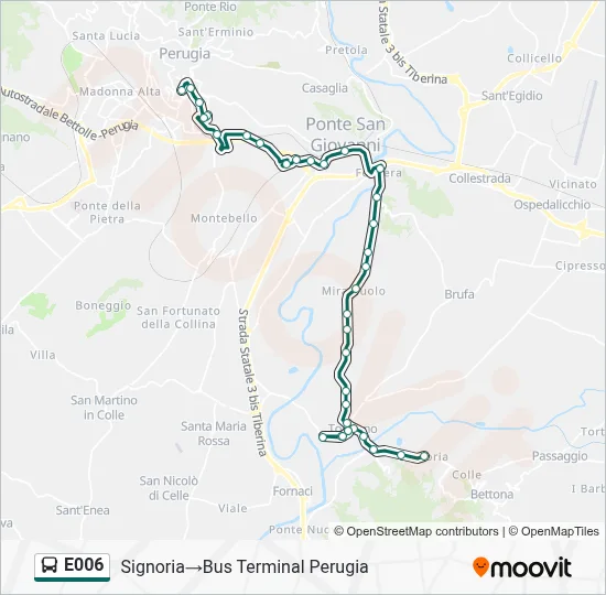 Percorso linea bus E006