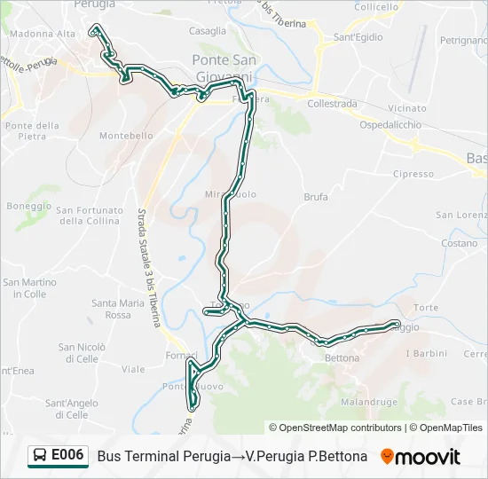 Percorso linea bus E006