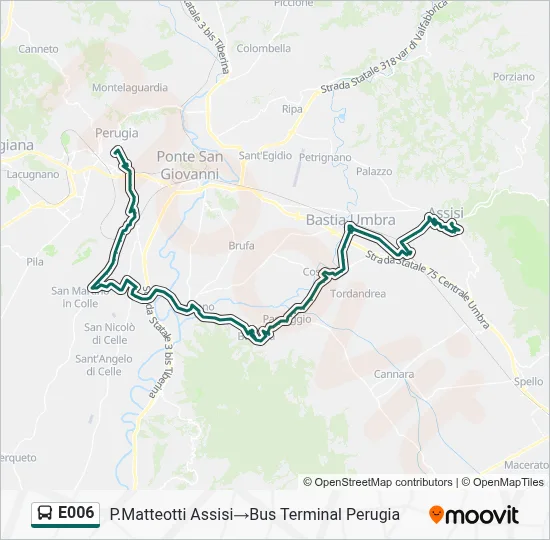 Percorso linea bus E006