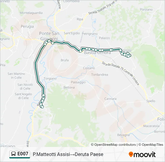 Percorso linea bus E007