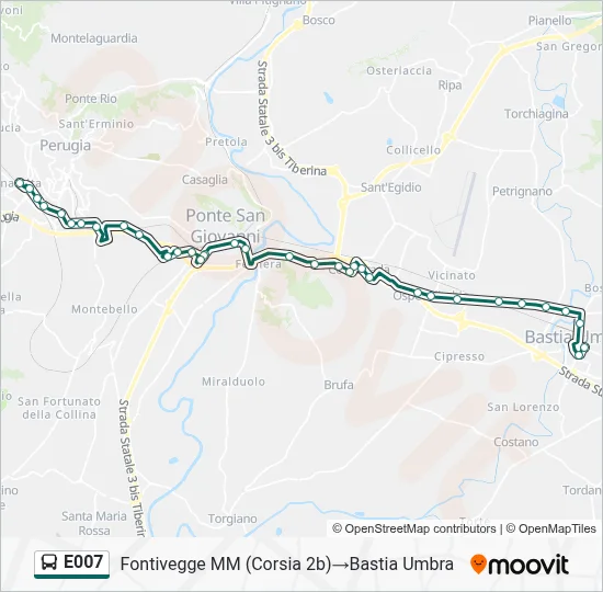 Percorso linea bus E007