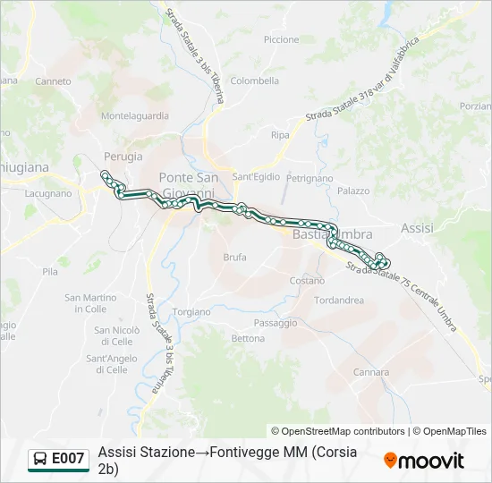 Percorso linea bus E007