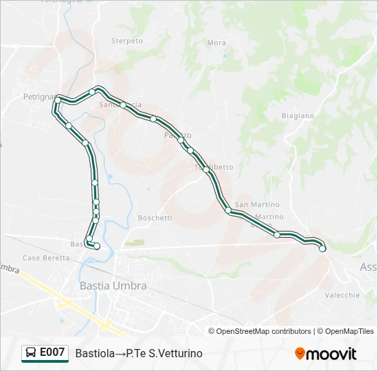 Percorso linea bus E007
