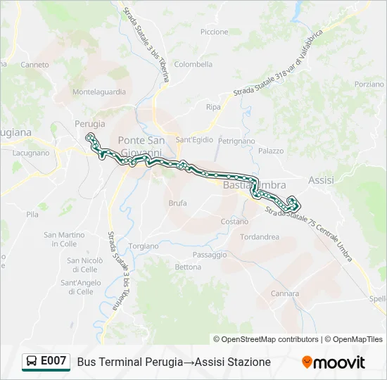 Percorso linea bus E007