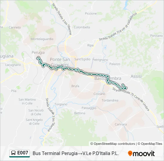 Percorso linea bus E007