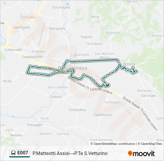 Percorso linea bus E007