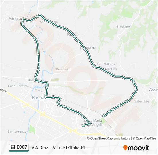 Percorso linea bus E007