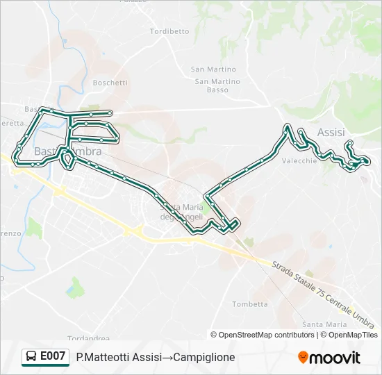 Percorso linea bus E007