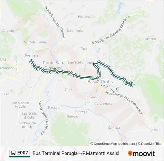 Percorso linea bus E007