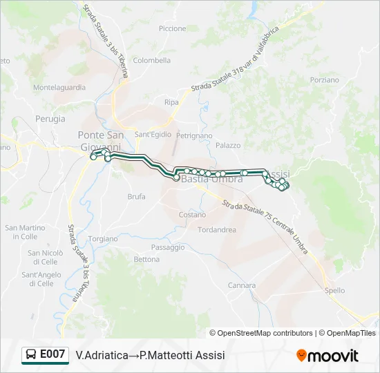 Percorso linea bus E007
