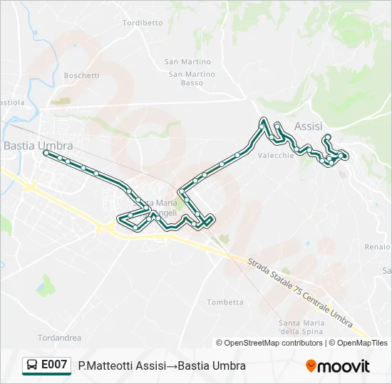 Percorso linea bus E007