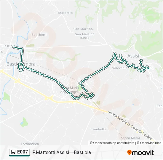 Percorso linea bus E007