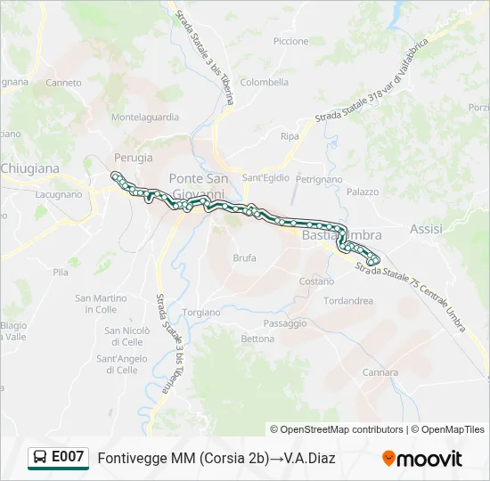 Percorso linea bus E007