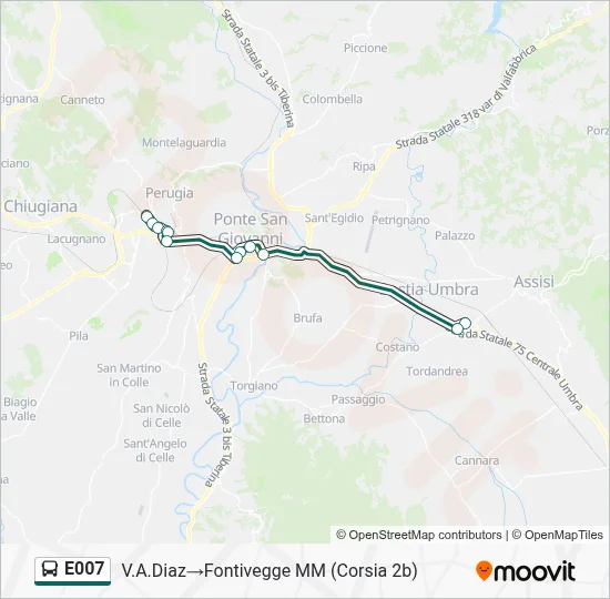 Percorso linea bus E007