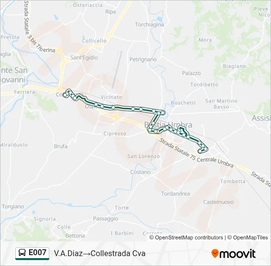 Percorso linea bus E007