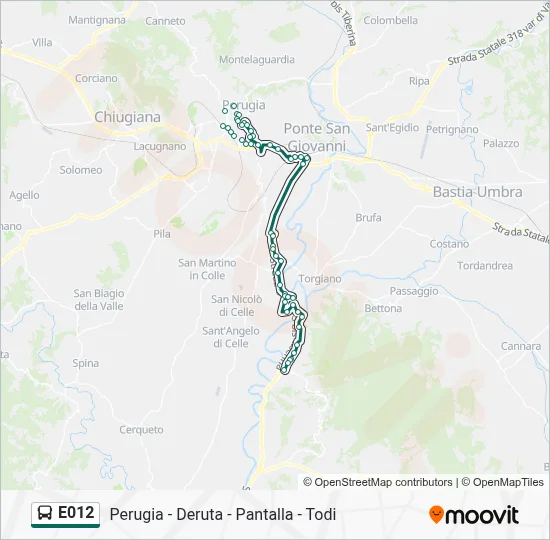 Percorso linea bus E012