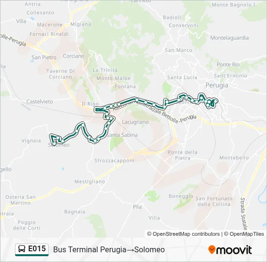 Percorso linea bus E015