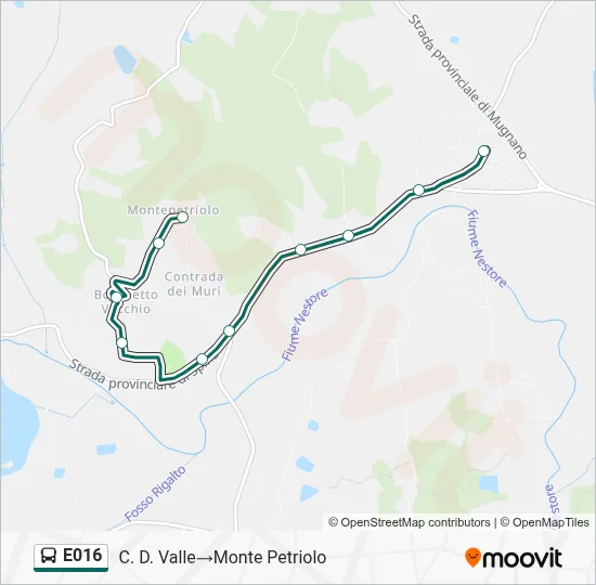 Percorso linea bus E016