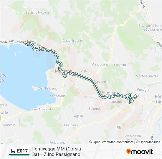 Percorso linea bus E017