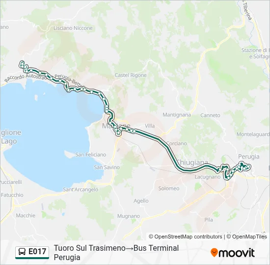Percorso linea bus E017