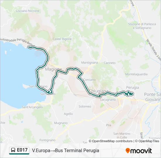 Percorso linea bus E017