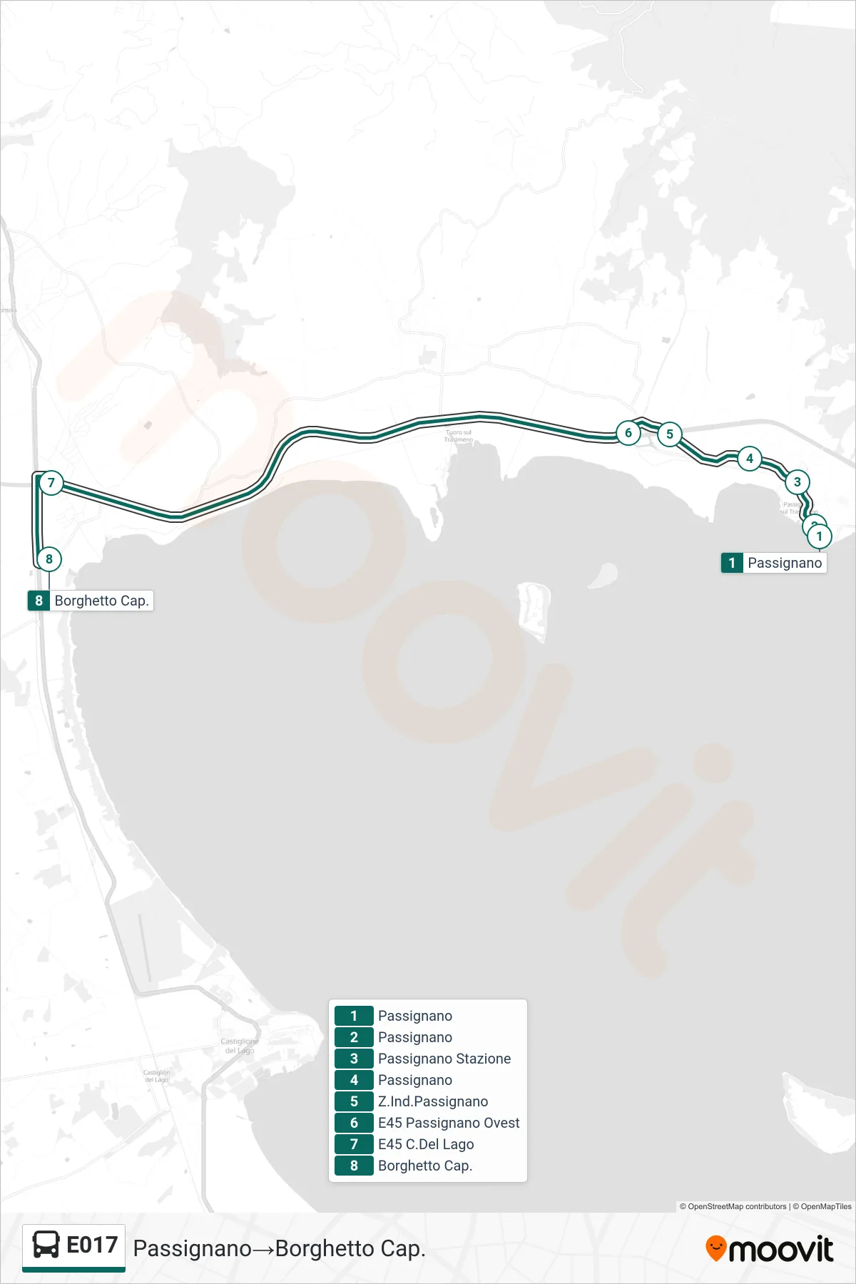 Linea E017 bus (Passignano→Borghetto Cap.) - Percorsi e fermate sulla mappa