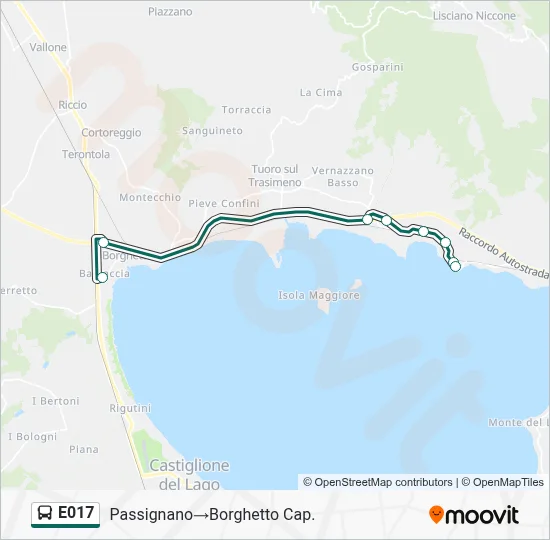 Percorso linea bus E017